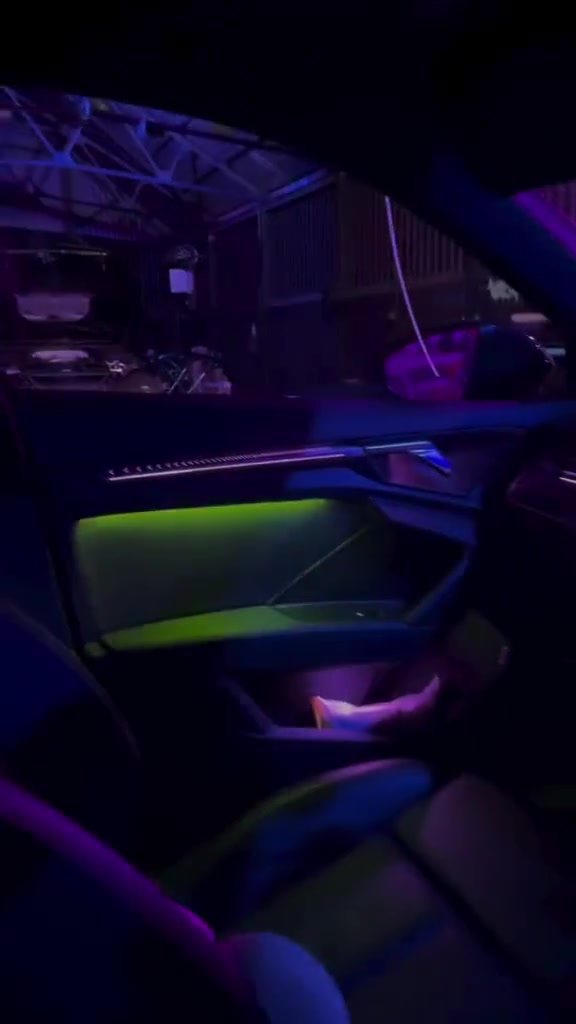 Door card lit green with the dash line and footwell lit to match